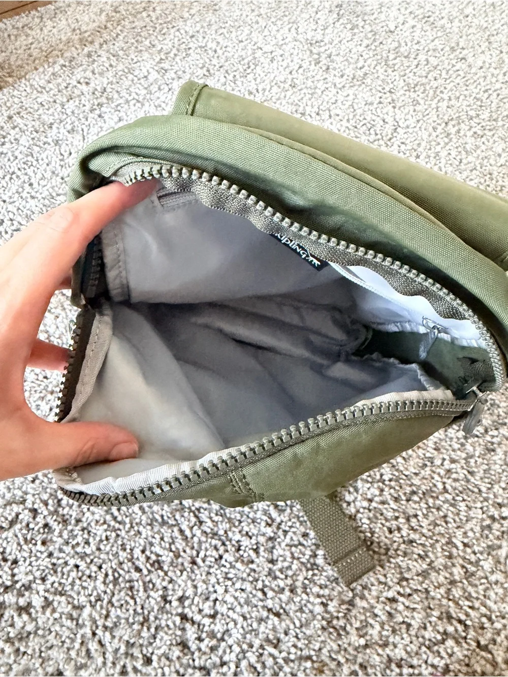 Kipling Olive Green Mini Backpack with Front Pockets
